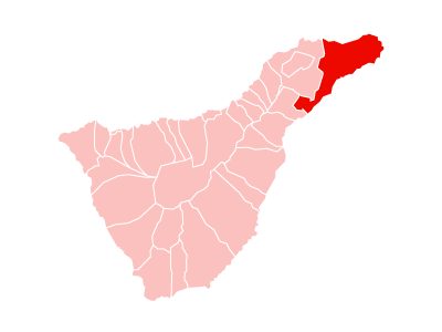 Mapa de Tenerife con el municipio de Santa Cruz de Tenerife resaltado